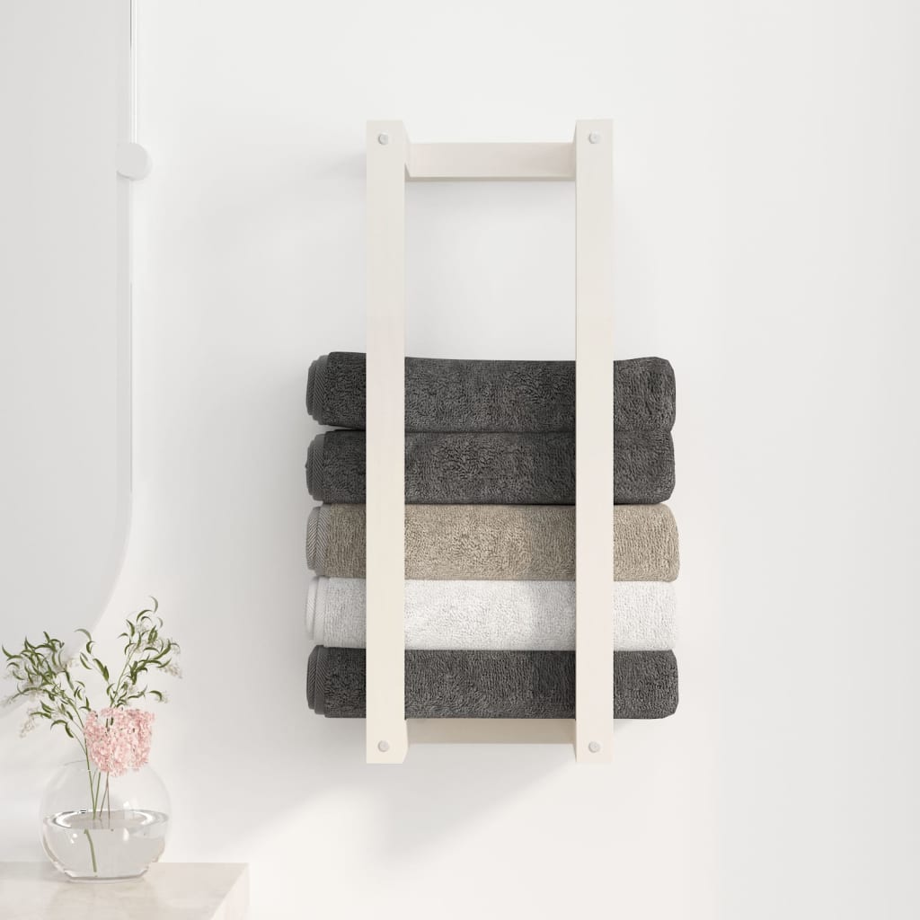 vidaXL Stojan na uteráky biely 23x18x60 cm masívna borovica