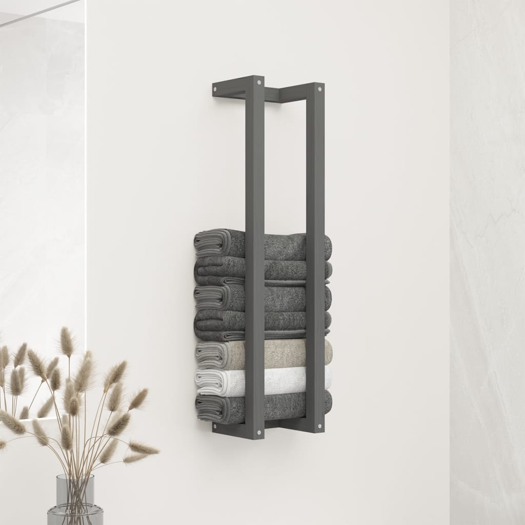 vida XL Handtuchhalter Grau 23x 18x 90 cm Massivholz Kiefer