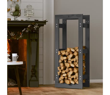 vidaXL Firewood Rack Grey 41x25x100 cm Solid Wood Pine