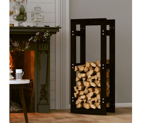 vidaXL Firewood Rack Black 41x25x100 cm Solid Wood Pine