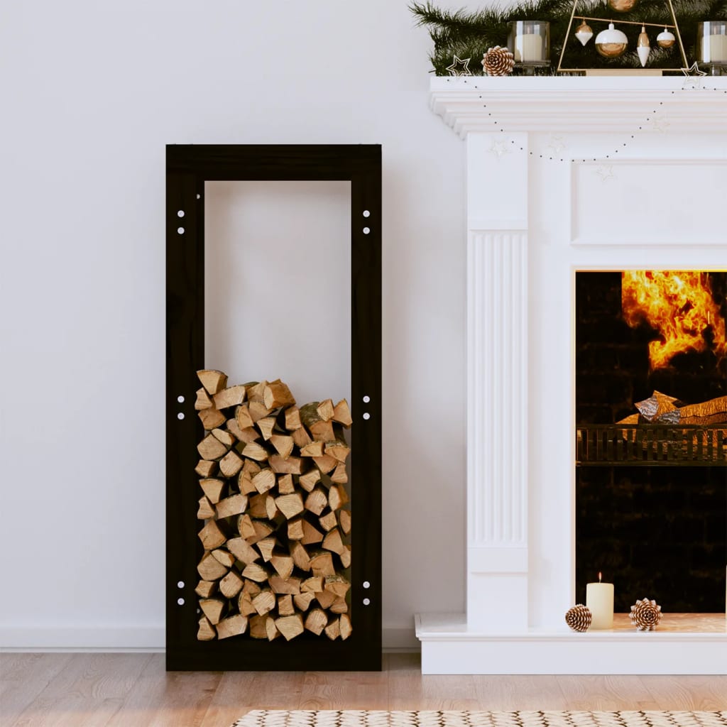Support pour bois de chauffage Noir 41x25x100 cm Bois de pin