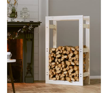 vidaXL Support pour bois de chauffage Blanc 60x25x100 cm Bois de pin