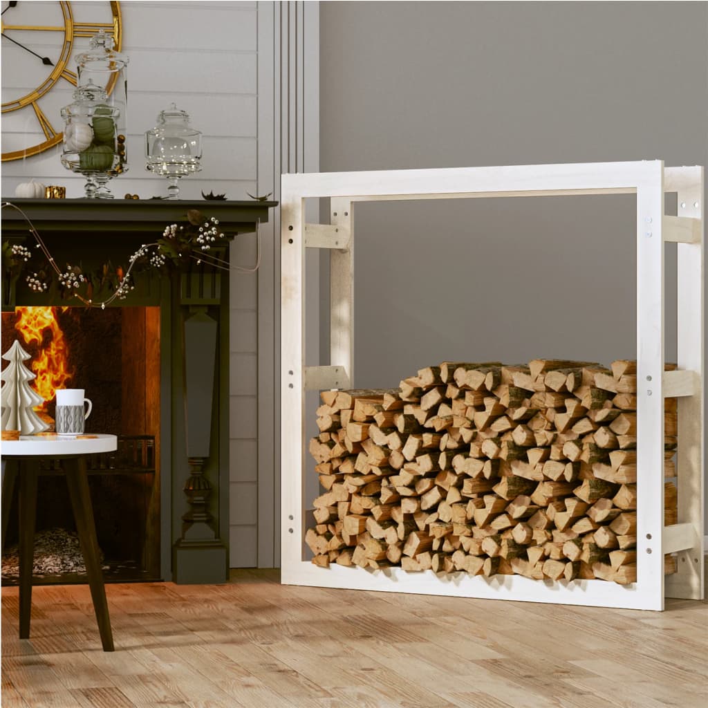Haardhoutrek 100x25x100 cm massief grenenhout wit