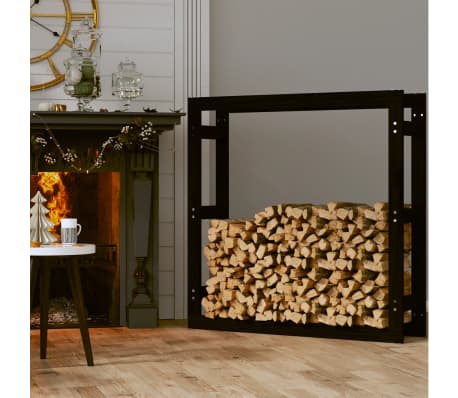 vidaXL Kaminholzregal Schwarz 100x25x100 cm Massivholz Kiefer