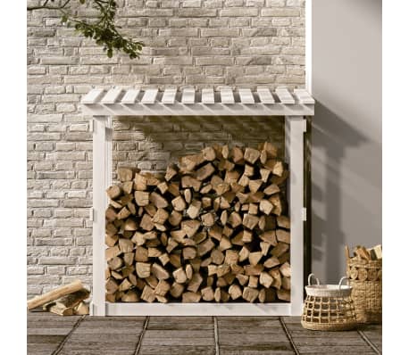 vidaXL Support pour bois de chauffage Blanc 108x64,5x109cm Bois de pin