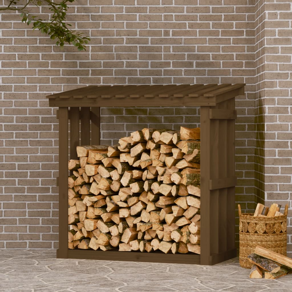 vidaXL Rastel lemne de foc, maro miere, 108x64,5x109cm, lemn masiv pin