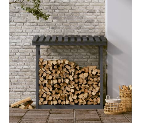 vidaXL Firewood Rack Grey 108x64.5x110 cm Solid Wood Pine