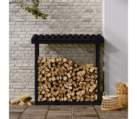 vidaXL Kaminholzregal Schwarz 108x64,5x110 cm Massivholz Kiefer