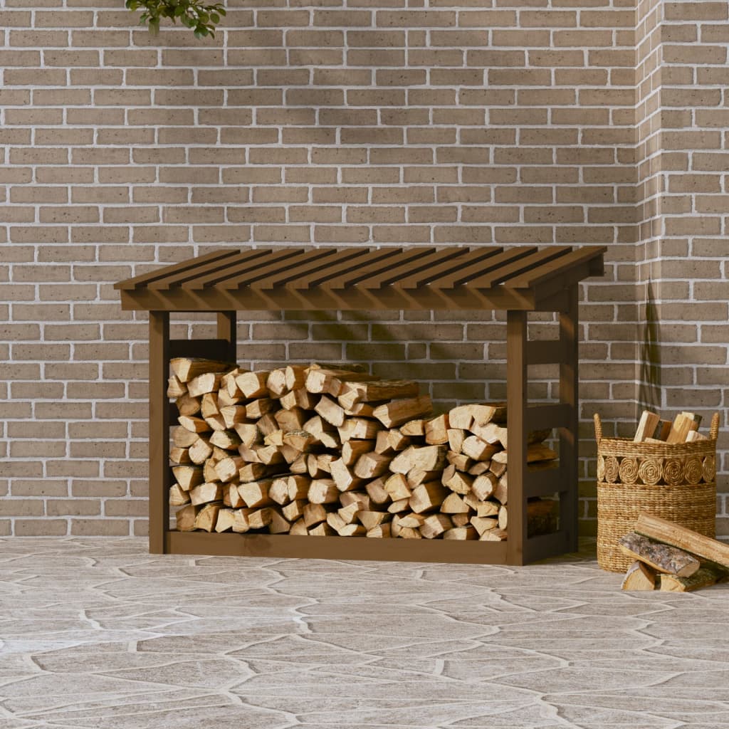 vidaXL Rastel lemne de foc, maro miere, 108x64,5x78 cm, lemn masiv pin