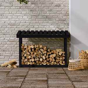 vidaXL Suporte para lenha 108x64,5x78 cm pinho maci&ccedil;o preto