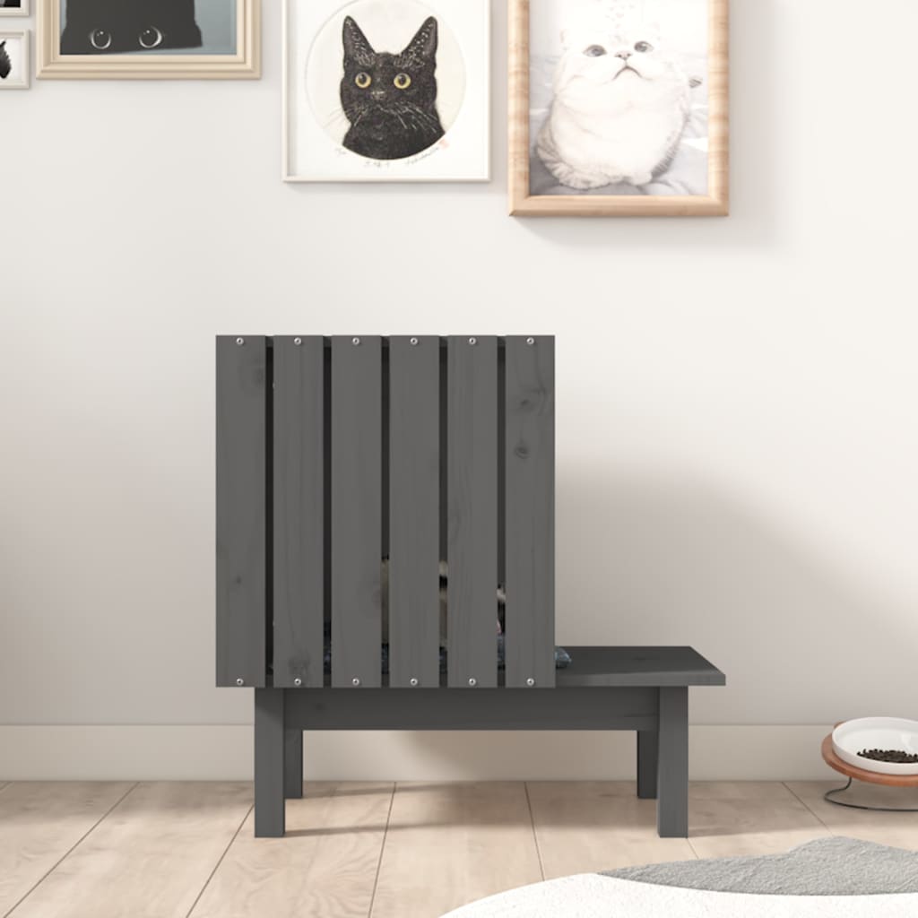 vidaXL Casă pentru pisici, gri, 60x36x60 cm, lemn masiv de pin