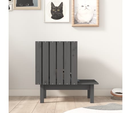 vidaXL Maison pour chat Gris 60x36x60 cm Bois de pin massif