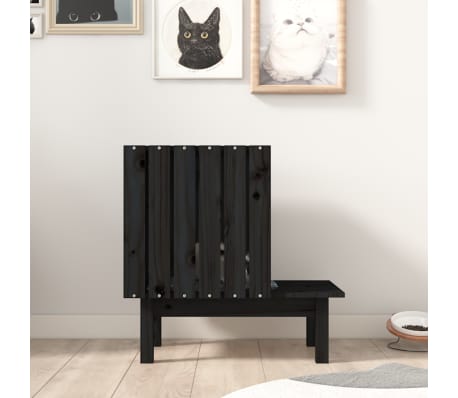 vidaXL Casă pentru pisici, negru, 60x36x60 cm, lemn masiv de pin