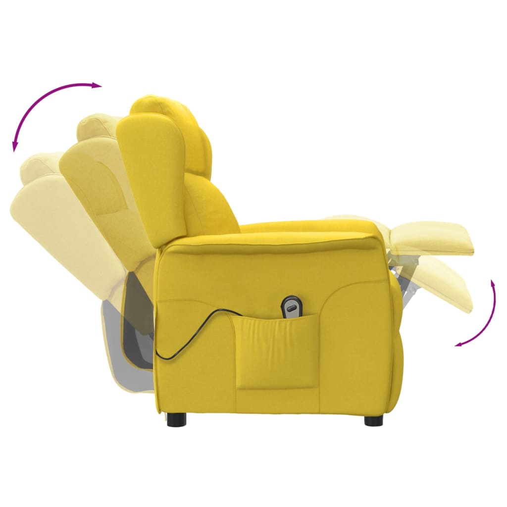 Електрически стол реклайнер, светложълт, текстил