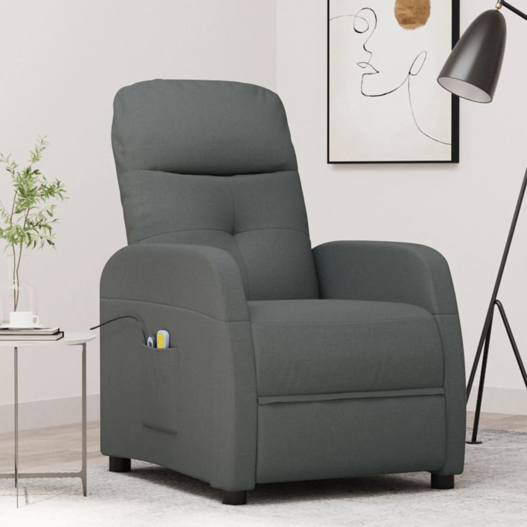 vida XL Massagesessel mit Aufstehhilfe Dunkelgrau Stoff