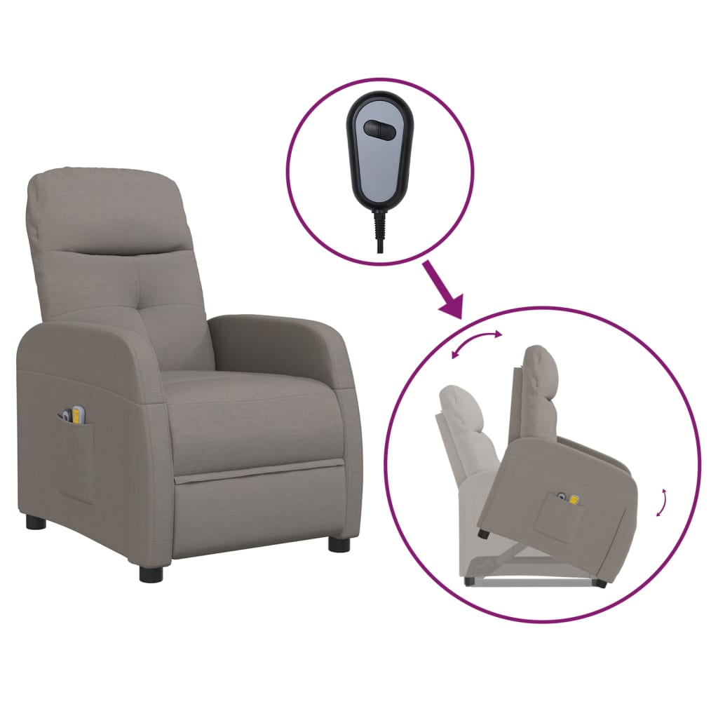 vidaXL Sta-op-massagestoel stof taupe