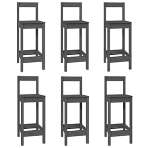 vidaXL Barsett 7 deler gr&aring; heltre furu