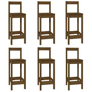 vidaXL Barsett 7 deler honningbrun heltre furu