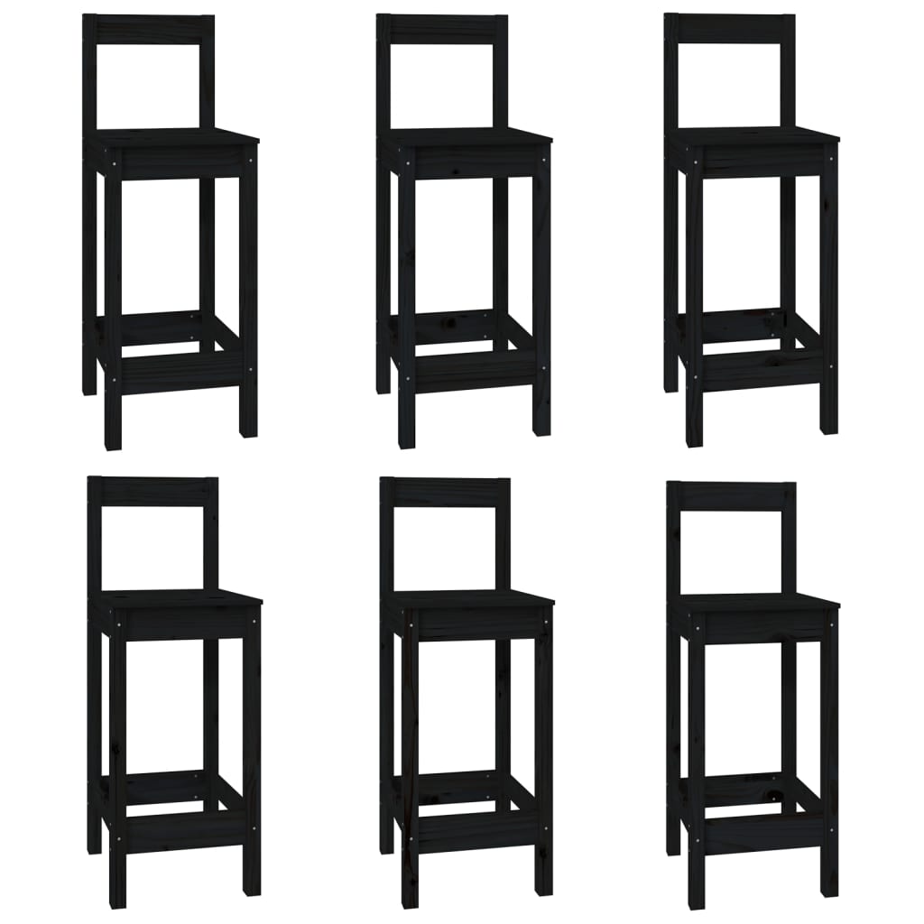 vidaXL Set mobilier de bar, 7 piese, negru, lemn masiv de pin