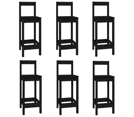 vidaXL Set mobilier de bar, 7 piese, negru, lemn masiv de pin