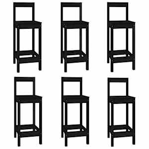 vidaXL Baro baldų komplektas, 7 dalių, juodas, pu&scaron;ies medienos masyvas