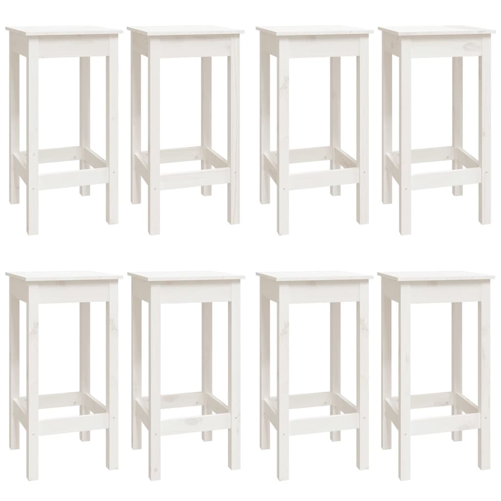 vidaXL Set mobilier de bar, 9 piese, alb, lemn masiv de pin