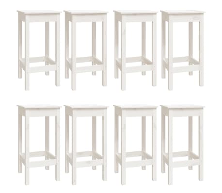 vidaXL Set mobilier de bar, 9 piese, alb, lemn masiv de pin