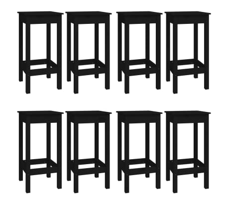 vidaXL 9-tlg. Bar-Set Schwarz Massivholz Kiefer