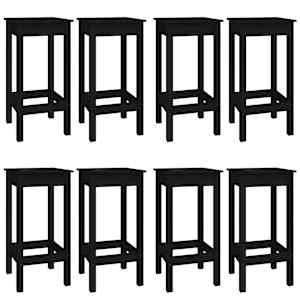 vidaXL 9-tlg. Bar-Set Schwarz Massivholz Kiefer