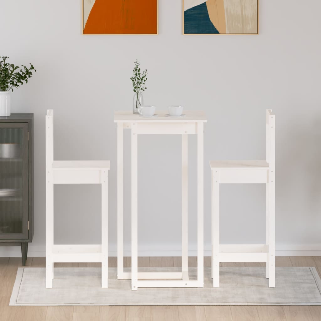 vidaXL 3-delige Barset massief grenenhout wit afbeelding