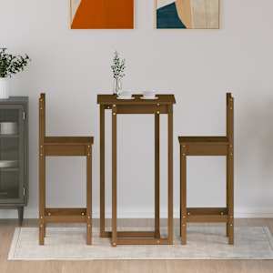 vidaXL 3 Piece Bar Set Honey Brown Solid Wood Pine