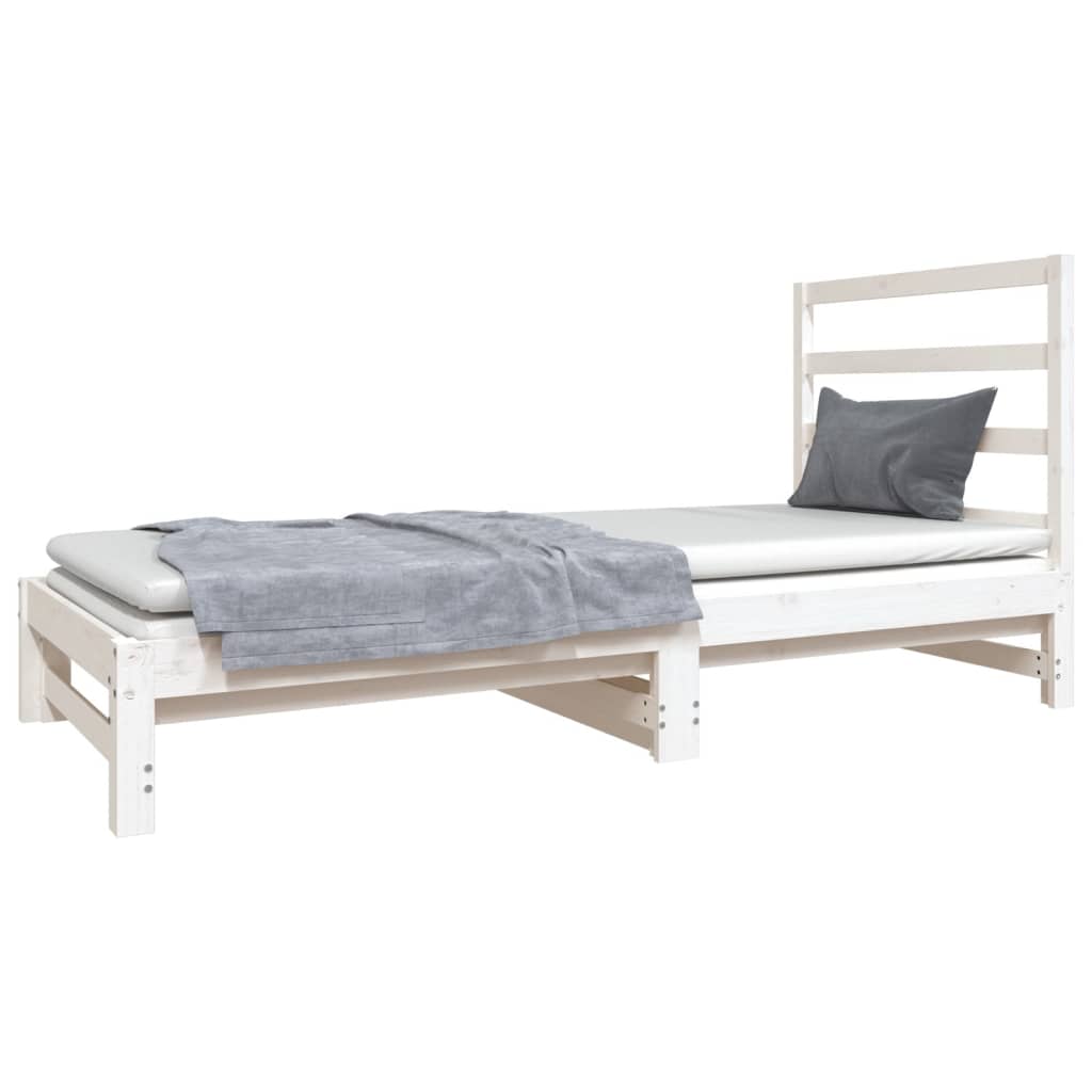 vidaXL Slaapbank uitschuifbaar massief grenenhout wit 2x(90x190) cm afbeelding