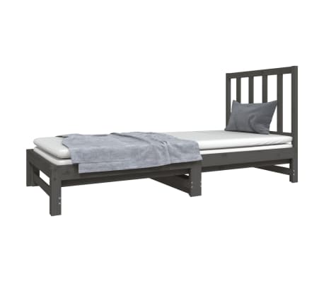 vidaXL I&scaron;traukiama lova, pilka, 2x(90x190)cm, pu&scaron;ies medienos masyvas