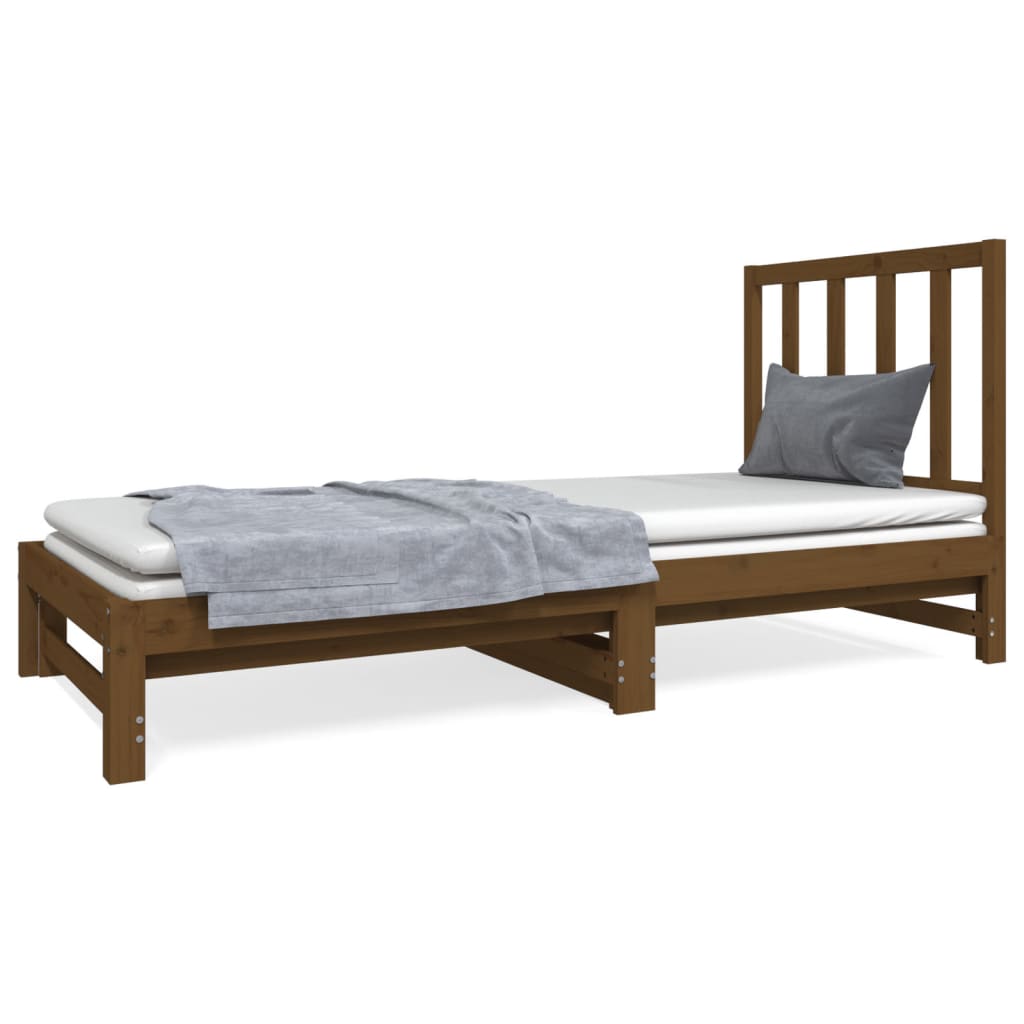 vidaXL Slaapbank uitschuifbaar grenenhout honingbruin 2x(90x190) cm