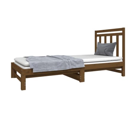 vidaXL Uttrekkbar dagseng honningbrun 2x(90x190) cm heltre furu