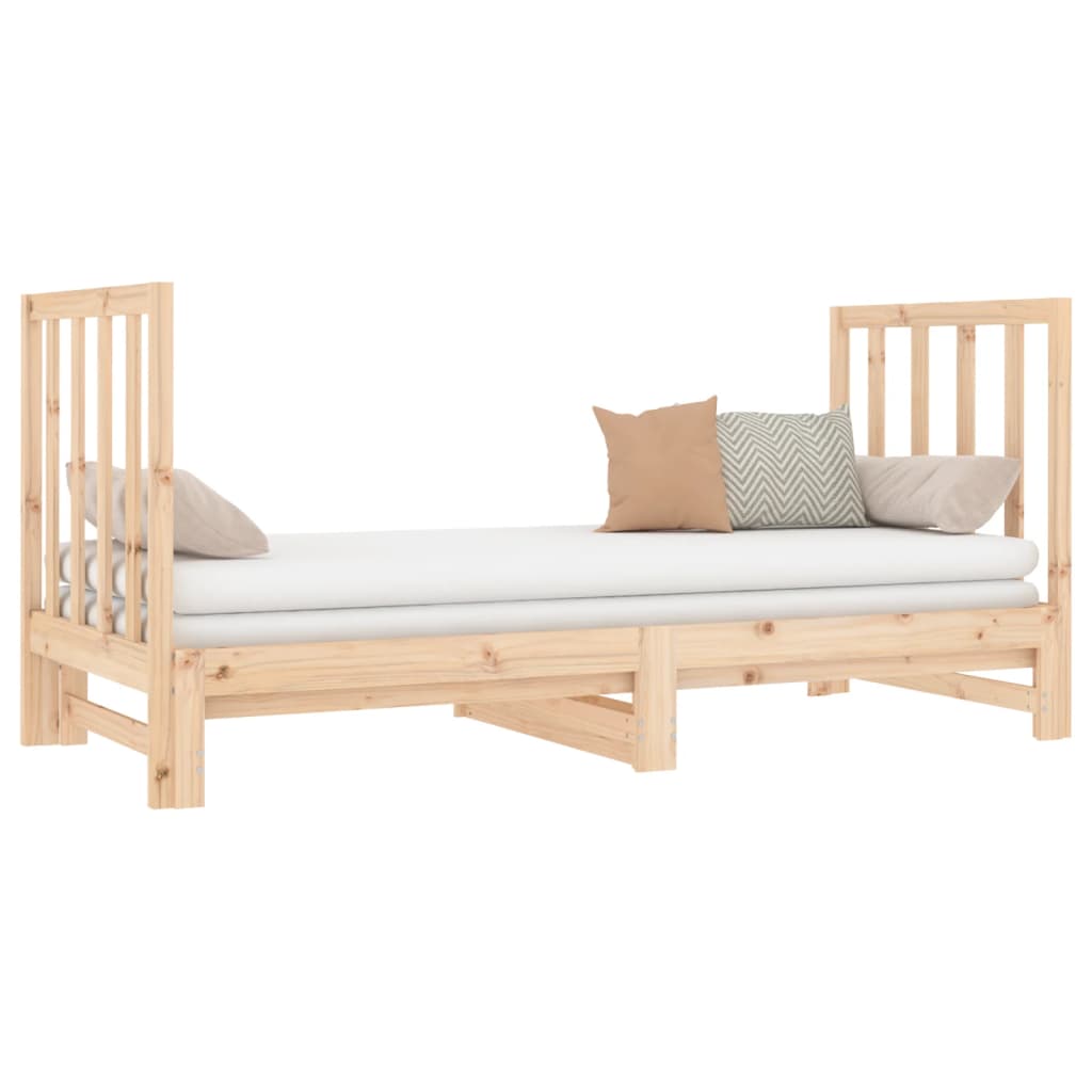 vidaXL Slaapbank uitschuifbaar massief grenenhout 2x(90x190) cm afbeelding