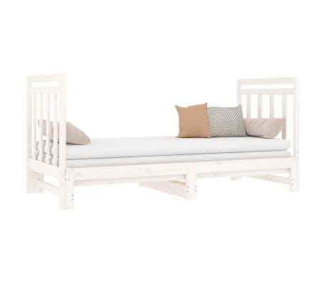 vidaXL Καναπές Κρεβάτι Συρόμενος Λευκός 2x(90x190) εκ. από Μασίφ Πεύκο
