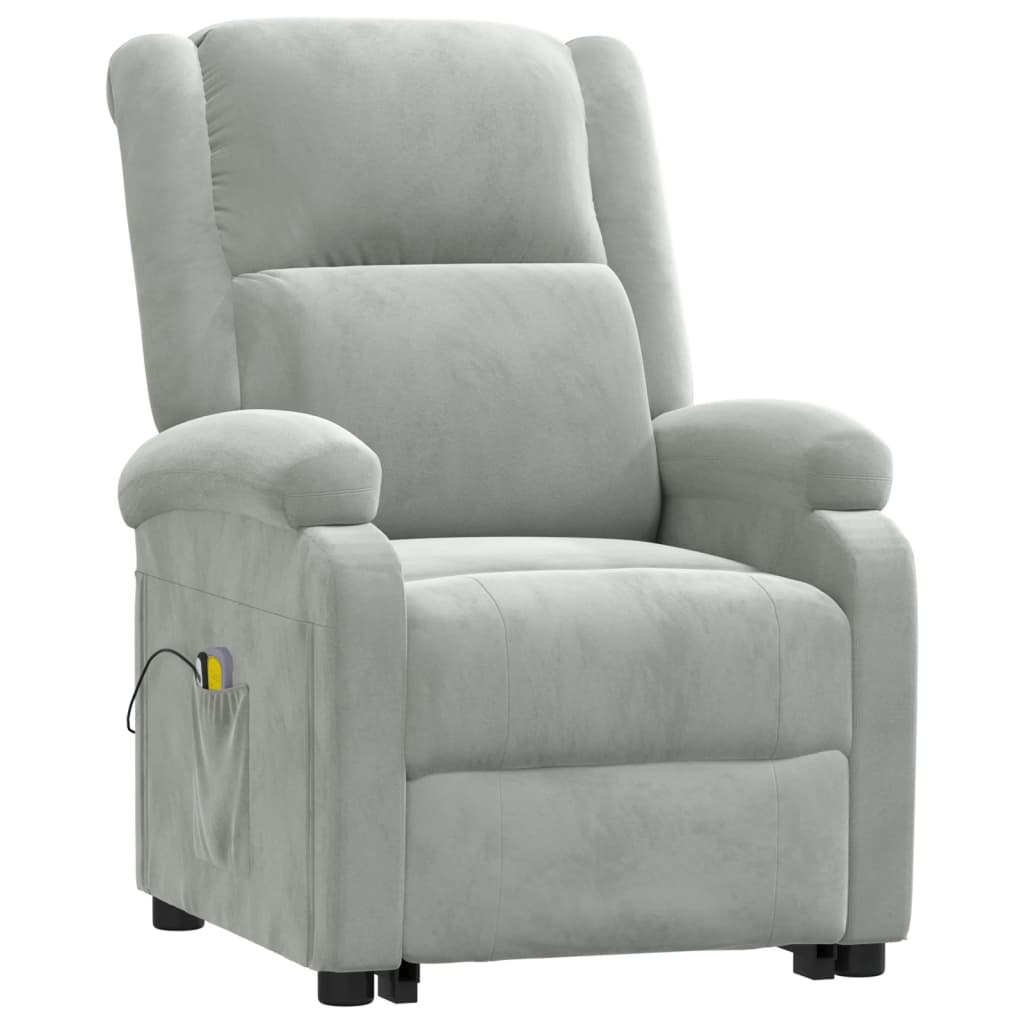 vidaXL Sta-op-massagestoel fluweel lichtgrijs