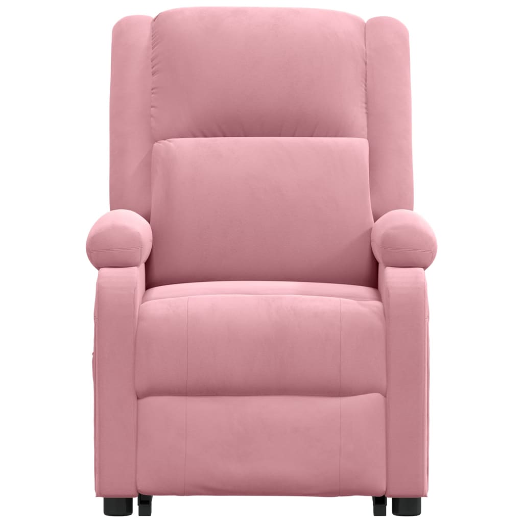 Atsistojantis atlošiamas masažinis krėslas, rožinis, aksomas | Stepinfit