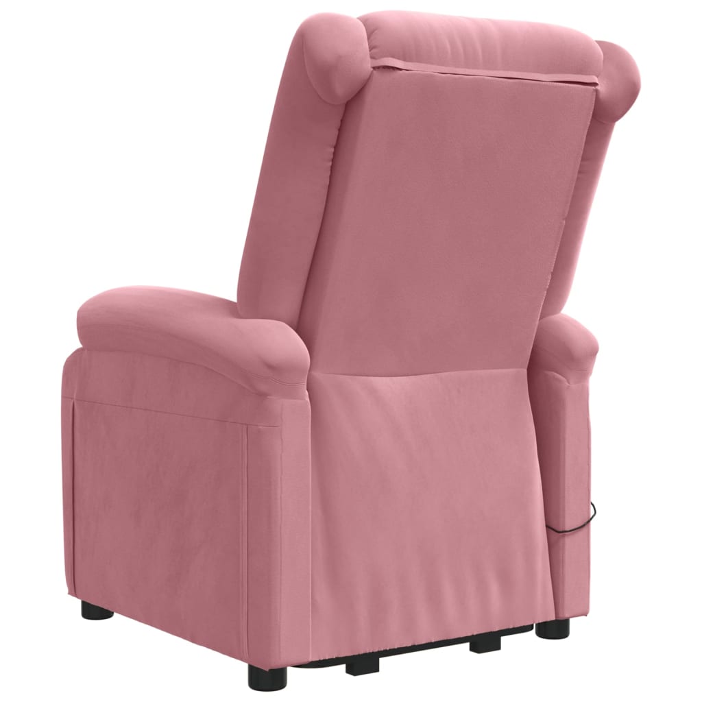 Atsistojantis atlošiamas masažinis krėslas, rožinis, aksomas | Stepinfit