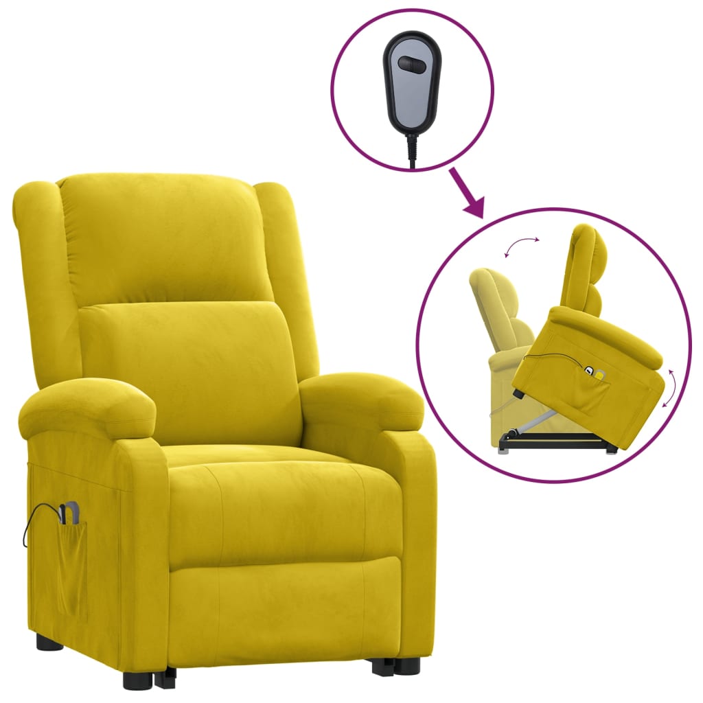 Atsistojantis atlošiamas masažinis krėslas, geltonas, aksomas | Stepinfit