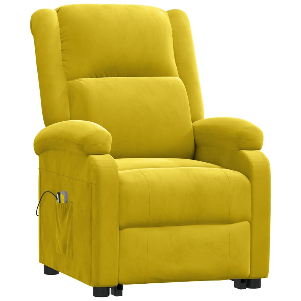 vidaXL Sta-op-massagestoel fluweel geel