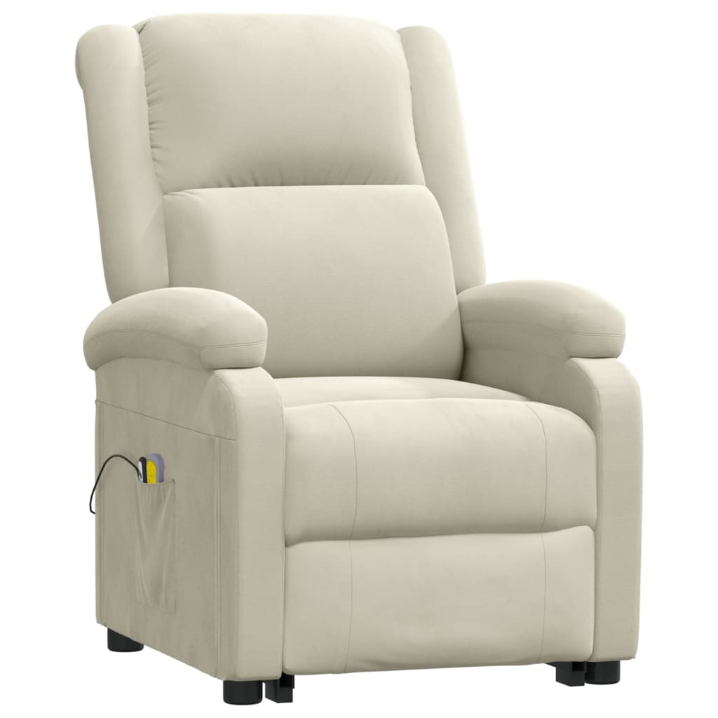 vidaXL Fauteuil de massage Crème Velours