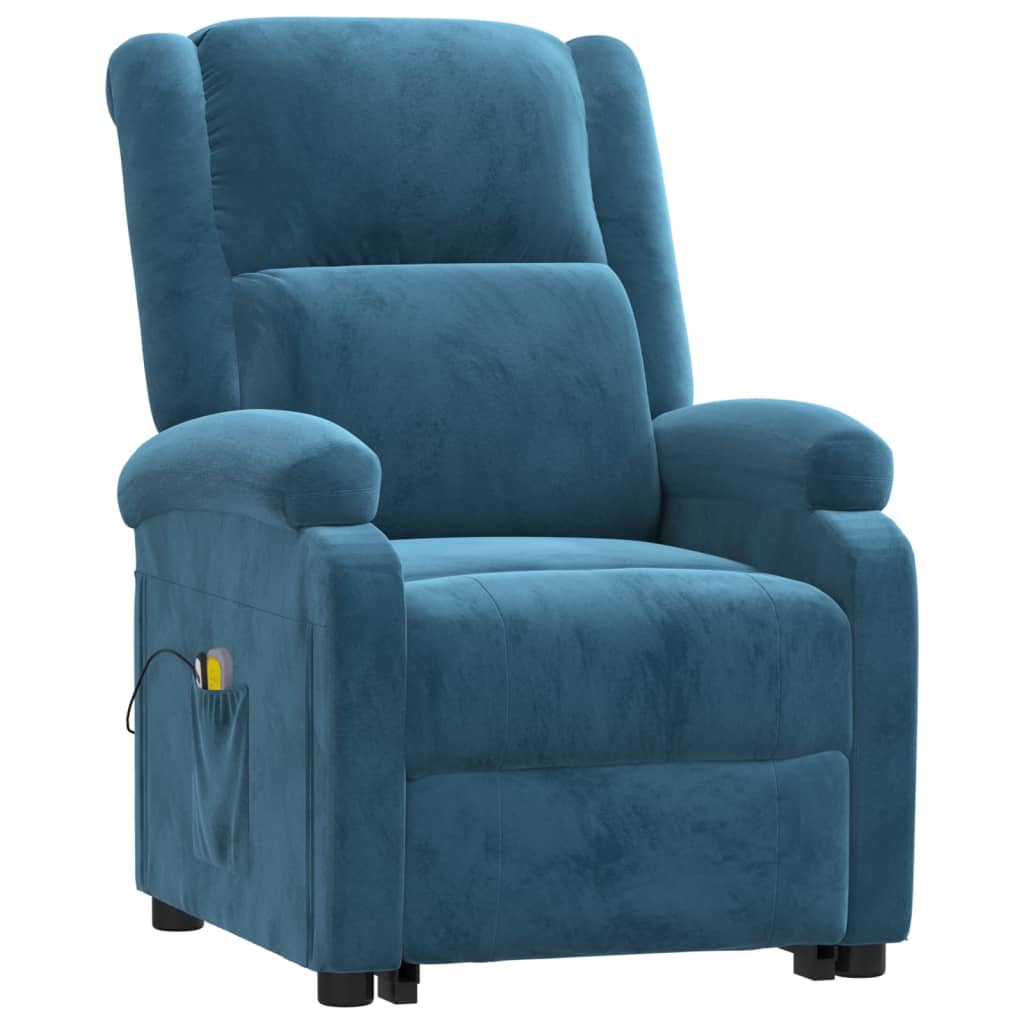 vidaXL Sta-op-massagestoel fluweel blauw
