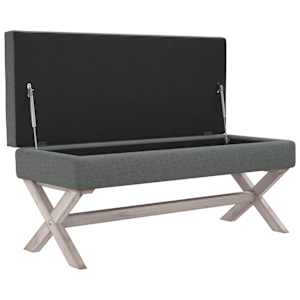 Stolička s úložným prostorem tmavě šedá 110x45x49 cm textil - obrázek 4