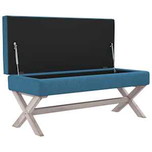 Stolička s úložným prostorem modrá 110x45x49 cm samet - obrázek 4