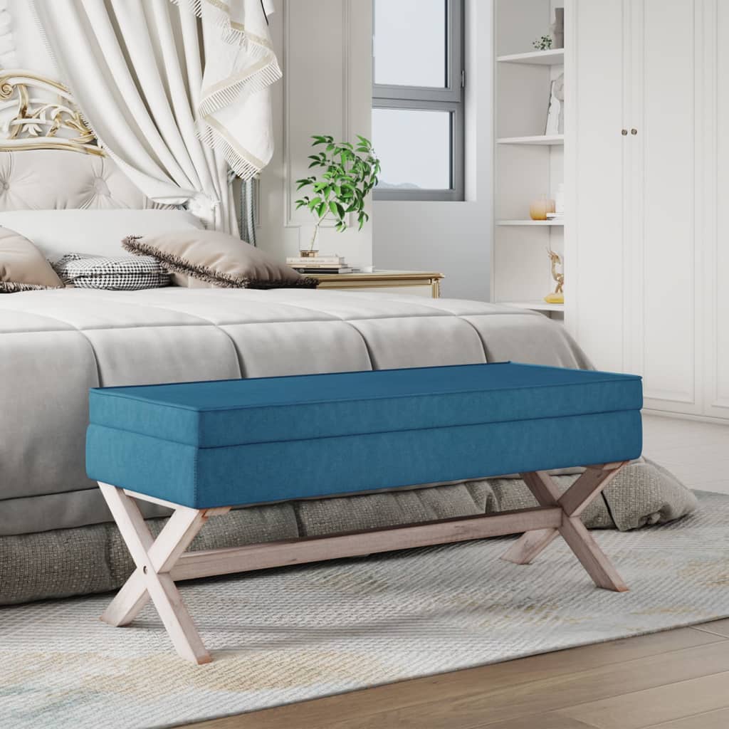 vida XL Hocker mit Stauraum Blau 110x 45x 49 cm Samt