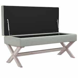 Stolička s úložným prostorem světle šedá 110x45x49 cm samet - obrázek 4