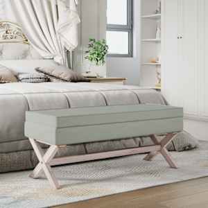 Stolček s prostorom za shranjevanje svet. siv 110x45x49cm žamet