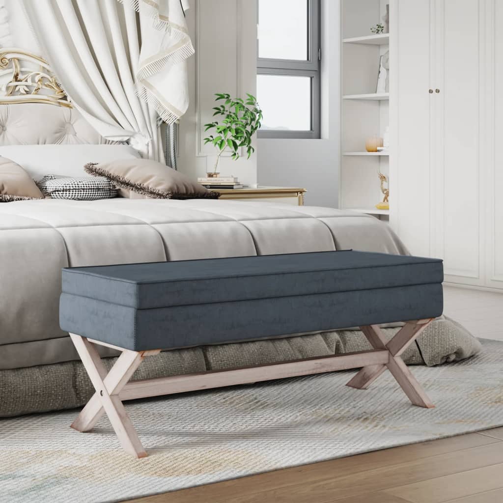 vida XL Hocker mit Stauraum Dunkelgrau 110x 45x 49 cm Samt